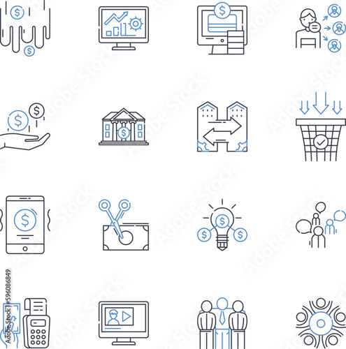 Revenue stream line icons collection. Profit, Sales, Income, Earnings, Cashflow, Mtization, Fees vector and linear illustration. Royalties,Commissions,Advertising outline signs set