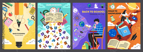 Set of back to school posters