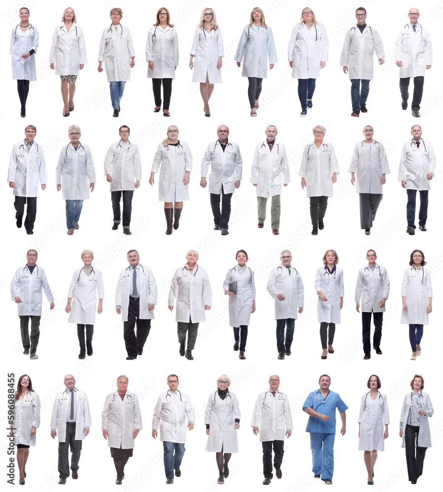 group of doctors in motion isolated on white group of doctors in motion isolated on white