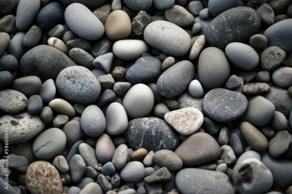Abstract background with dry beautiful stones or pebbles, selective focus. AI generated, human enhanced. Abstract background with dry beautiful stones or pebbles, selective focus. AI generated, human enhanced.