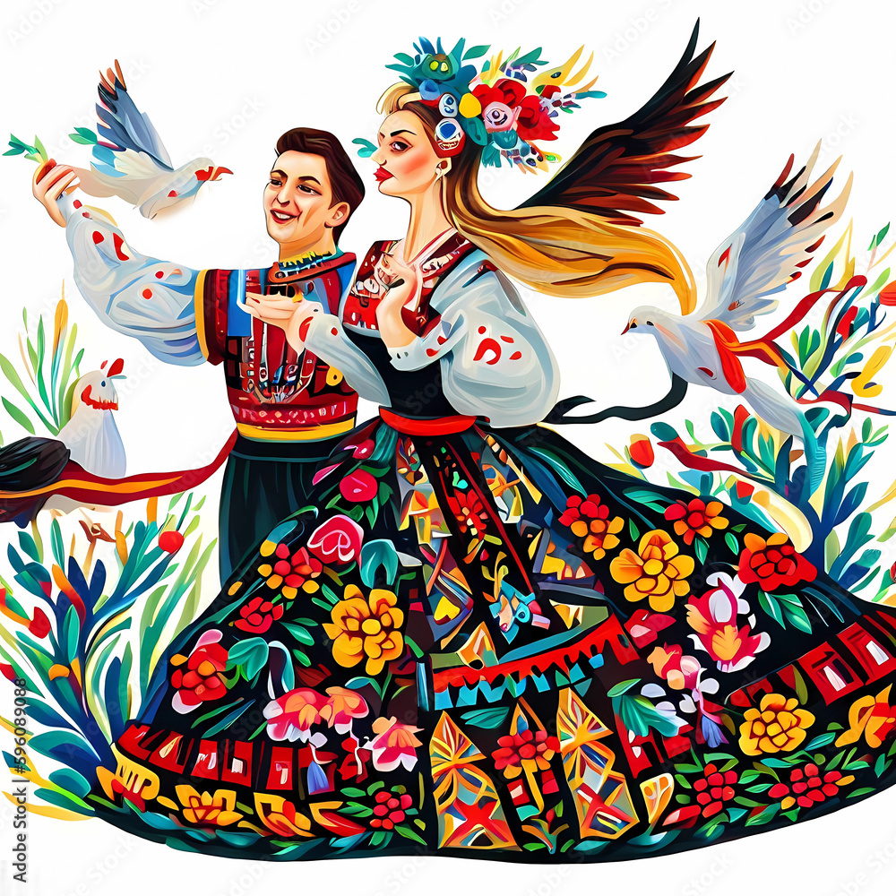 Ukrainian authentic ornament, illustration. Generative AI.