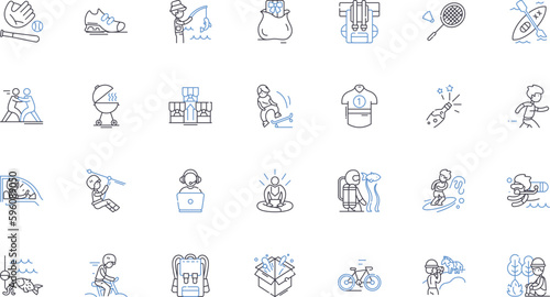 Hospitality and tourism line icons collection. Resort, Hospitality, Travel, Accommodation, Vacation, Hospitality industry, Tourism vector and linear illustration. Hotel,Restaurant,Guest outline signs