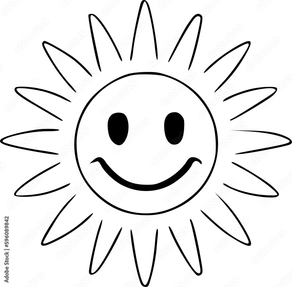 Sunshine | Black and White Vector illustration Sunshine | Black and White Vector illustration