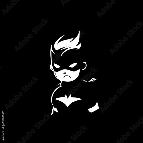 Superhero - Black and White Isolated Icon - Vector illustration