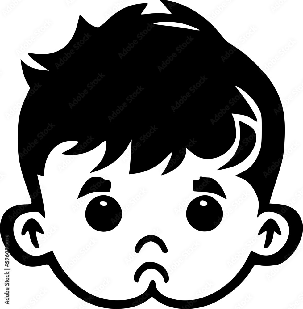 Baby Boy - Black and White Isolated Icon - Vector illustration