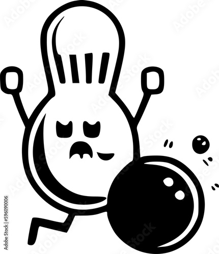 Bowling - Black and White Isolated Icon - Vector illustration