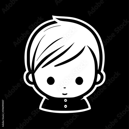 Baby Boy | Black and White Vector illustration