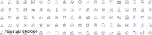 Business structure line icons collection. Corporation, Partnership, Sole proprietorship, LLC, Franchise, Limited partnership, Joint venture vector and linear illustration. Subsidiary,Holding company