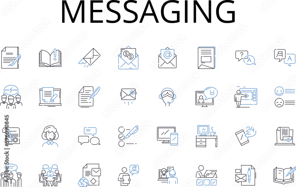 Messaging line icons collection. Chatting, Correspondence, Communicating, Texting, Emailing, Interacting, Exchanging words vector and linear illustration. Dialoguing,Conversing,Chattering outline Messaging line icons collection. Chatting, Correspondence, Communicating, Texting, Emailing, Interacting, Exchanging words vector and linear illustration. Dialoguing,Conversing,Chattering outline