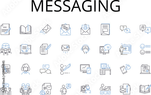 Messaging line icons collection. Chatting, Correspondence, Communicating, Texting, Emailing, Interacting, Exchanging words vector and linear illustration. Dialoguing,Conversing,Chattering outline