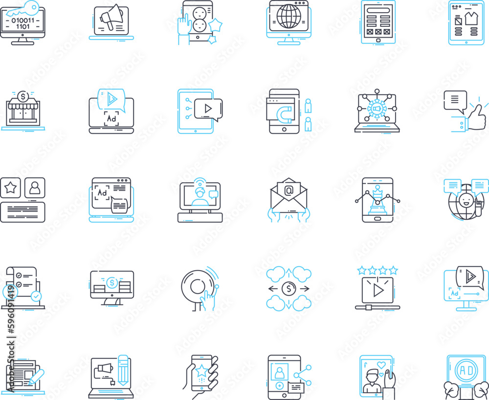 Branding strategies linear icons set. differentiation, positioning, identity, recognition, awareness, consistency, loyalty line vector and concept signs. value,personality,storytelling outline Branding strategies linear icons set. differentiation, positioning, identity, recognition, awareness, consistency, loyalty line vector and concept signs. value,personality,storytelling outline
