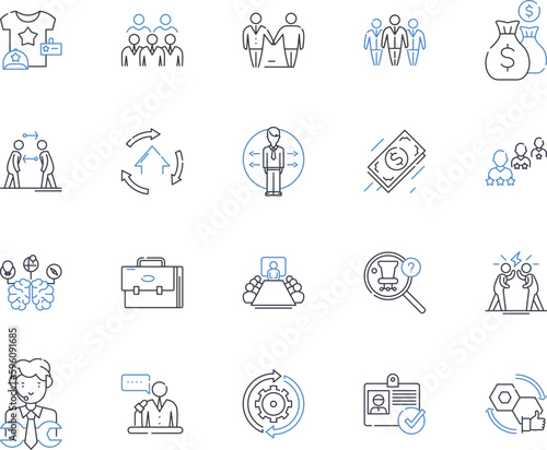 Iterative process line icons collection. Evolutionary  Feedback  Incremental  Continuous  Trial-and-error  Refinement  Iteration vector and linear illustration. Adaptation Progression Learning outline