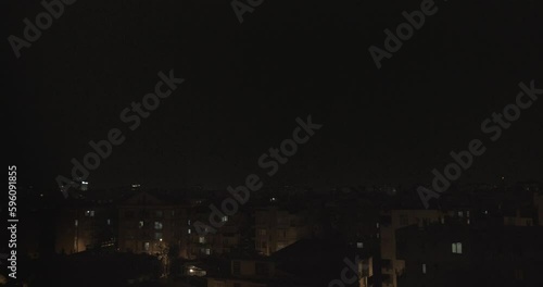 lightning rain night city weather