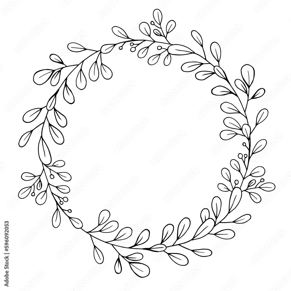 doodle floral,line and leaf circle frames.illustration vector doodle floral,line and leaf circle frames.illustration vector