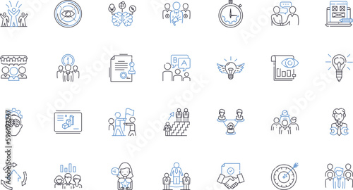 Regulating organization line icons collection. Oversight, Compliance, Enforcement, Monitoring, Control, Supervision, Governance vector and linear illustration. Authority,Management,Regulation outline