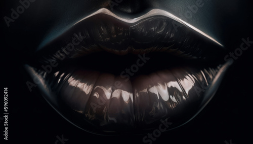 Sexy dark female lips. Generative AI