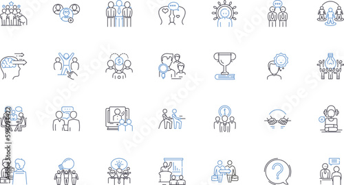 Allies line icons collection. Cooperation, Partnership, Unity, Friendship, Loyalty, Trust, Dependability vector and linear illustration. Solidarity,Collaboration,Reliability outline signs set