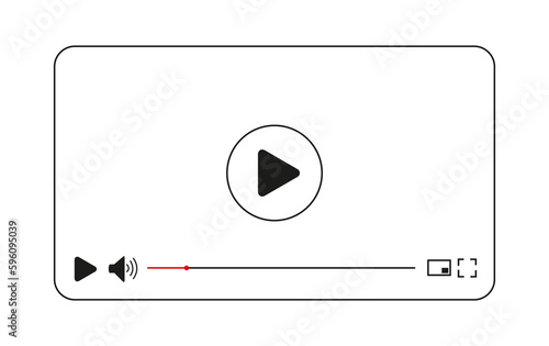 Icono de reproductor de vídeo, música, multimedia sobre un fondo blanco liso y aislado. Vista de frente y de cerca. Copy space photo