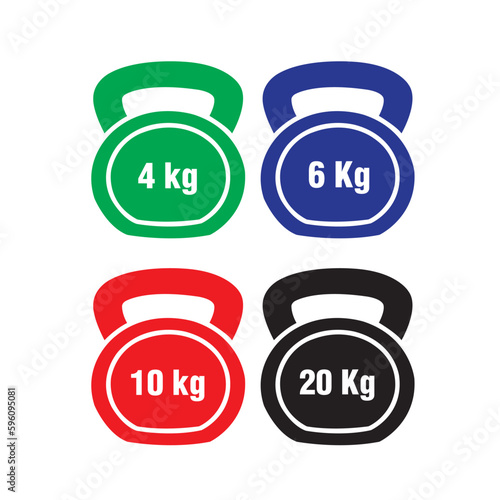 Iconos de mancuernas con diferentes pesos. Vector