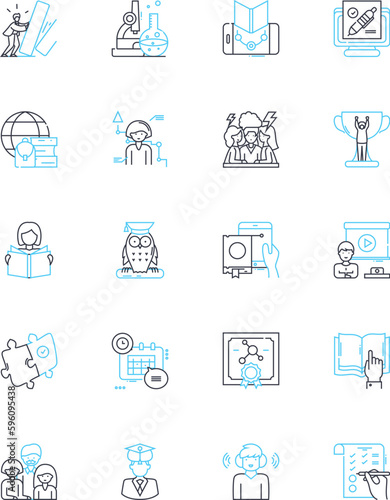 Professional Development linear icons set. Learning, Growth, Advancement, Upskilling, Training, Education, Mastery line vector and concept signs. Development,Enhancement,Improvement outline