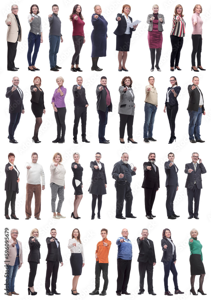 Obraz premium group of business people showing finger at camera