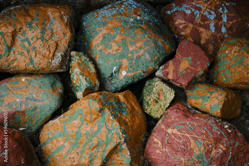 Colored stones. The Art of Stones. Vivid colors.