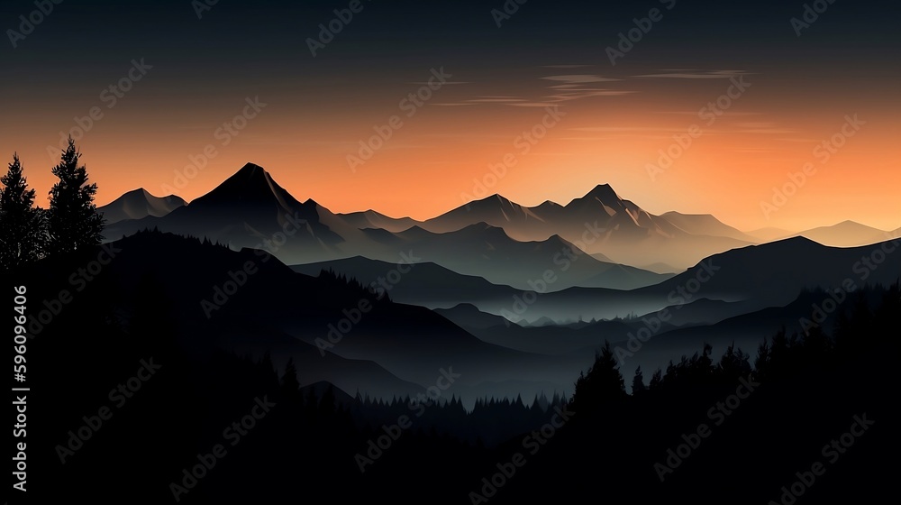Silhouette of mountains - Generated by Generative AI