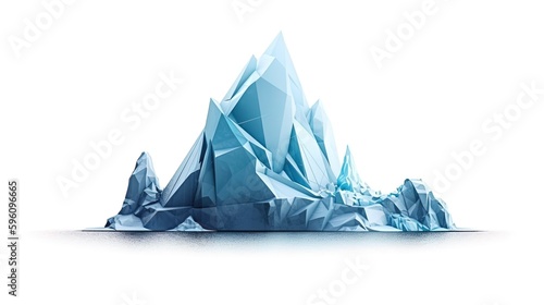 Minimalist Iceberg Transformed into Polygonal Triangles on a White Background in 8K created with generative ai technology