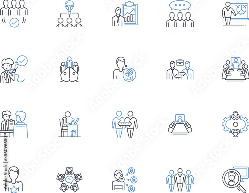 Helpers line icons collection. Support, Assistance, Friendliness, Compassion, Kindness, Aid, Service vector and linear illustration. Attentiveness,Cooperation,Collaboration outline signs set