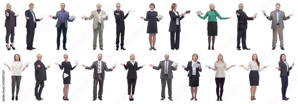 group of people holding tablet with outstretched hand