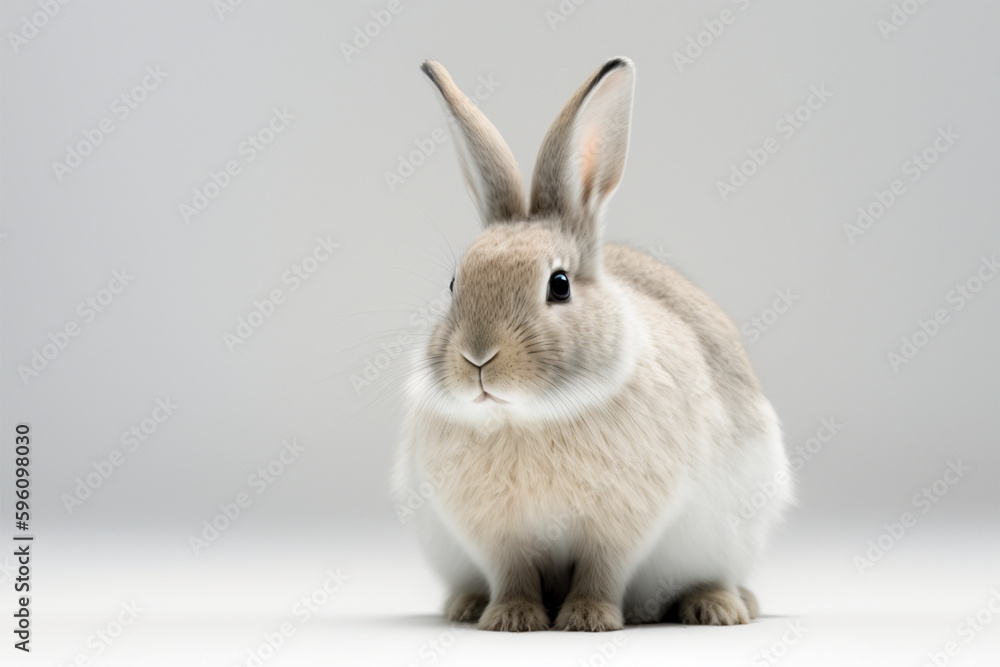 Rabbit on a white background, studio shot, close-up. created with generative AI Rabbit on a white background, studio shot, close-up. created with generative AI