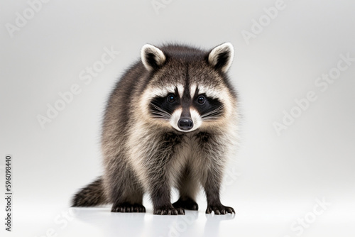 Portrait of a raccoon on a white background. Studio shot. created with generative AI