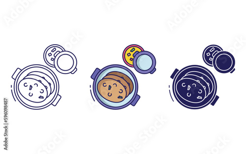 naan and curry vector icon