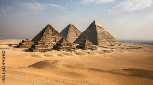 Pyramids of Giza. Breathtaking travel destination place. Generative AI