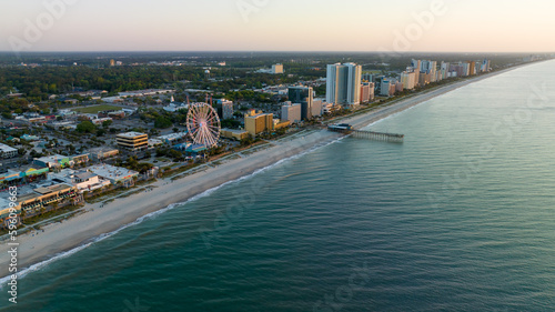 Aerial view of Myrtle Beach, SC during sunrise. © Red Lemon