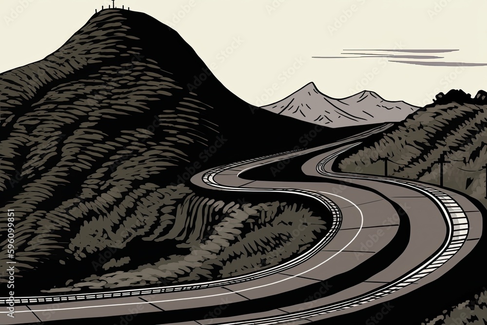 Obraz premium scenic mountain road with winding curves. Generative AI