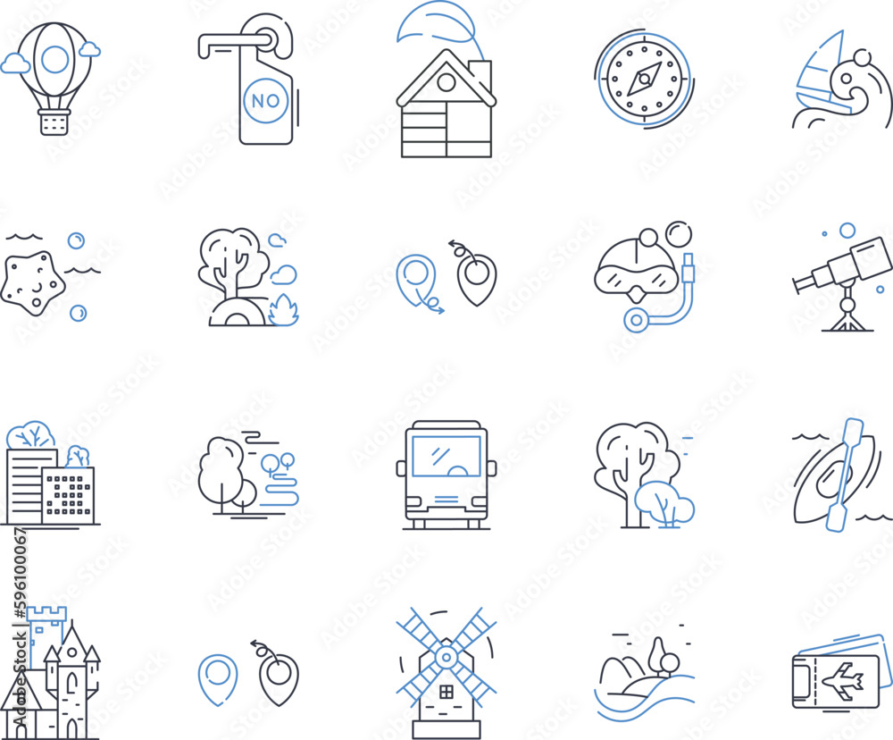 Journey group line icons collection. Exploration, Discovery, Adventure, Expedition, Trek, Pilgrimage, Travel vector and linear illustration. Passage,Odyssey,Sojourn outline signs set Journey group line icons collection. Exploration, Discovery, Adventure, Expedition, Trek, Pilgrimage, Travel vector and linear illustration. Passage,Odyssey,Sojourn outline signs set