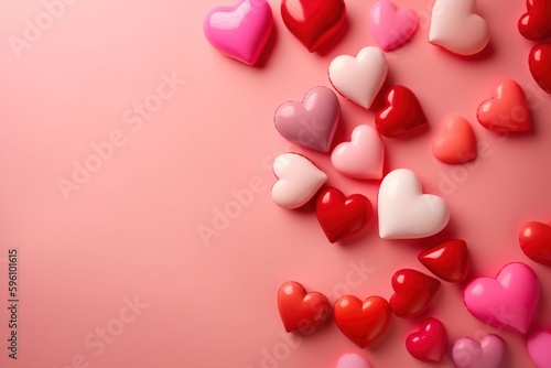 Valentine's day. Mother's day. Hearts, present, stationery. Generative AI. 