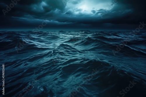 turbulent sea under a stormy sky. Generative AI © 2rogan
