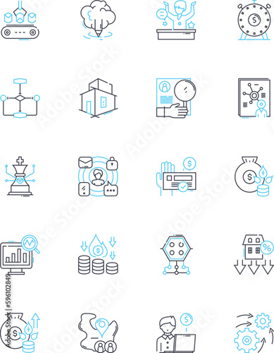 Fotomurale Competitive market linear icons set