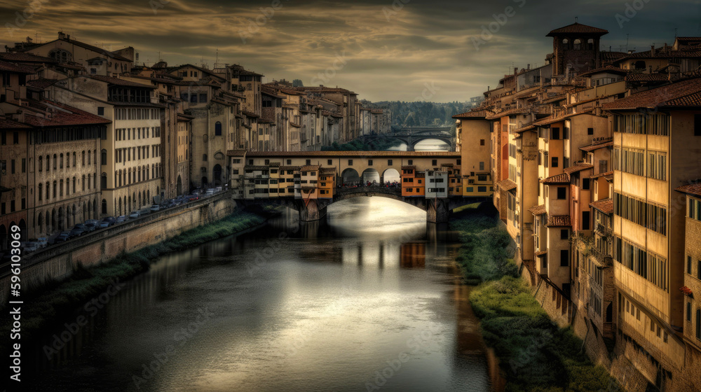 Ponte Vecchio. Breathtaking travel destination place. Generative AI
