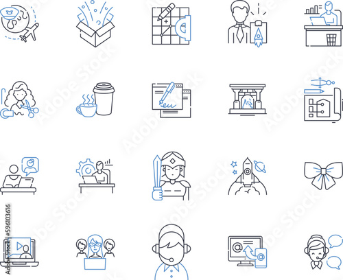 Gig line icons collection. Performance, Entertainment, Music, Comedy, Theater, Art, Dance vector and linear illustration. Magic,Circus,Festival outline signs set