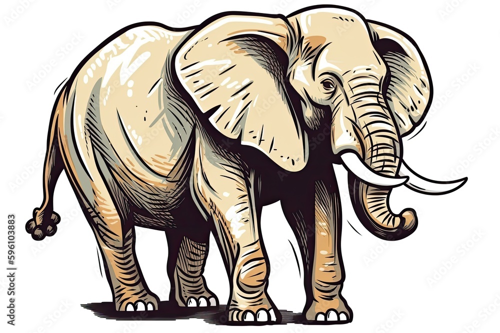 Fototapeta premium an elephant standing on a white background. Generative AI