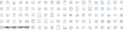 Advertising firm line icons collection. Marketing, Branding, Copywriting, Design, Strategy, Publicity, Promotion vector and linear illustration. Analytics,Campaigns,Creative outline signs set