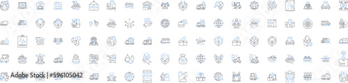 Freight delivery line icons collection. Logistics, Transportation, Shipping, Carrier, Distribution, Cargo, Trucking vector and linear illustration. Freight,Import,Export outline signs set