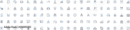 Authority Power line icons collection. Command, Dominance, Sovereignty, Supremacy, Control, Leadership, Rule vector and linear illustration. Rule-making,Influence,Potency outline signs set