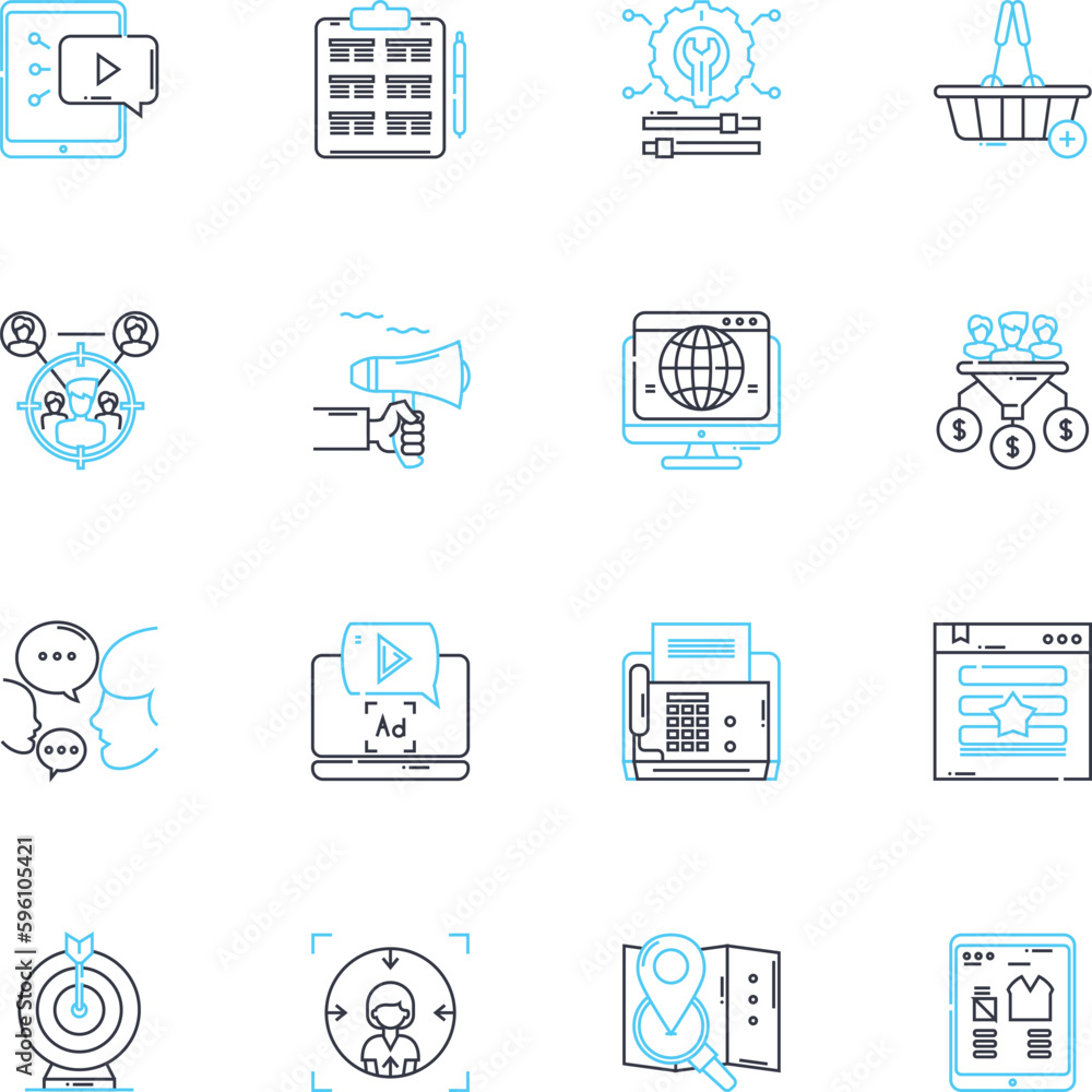 Social analytics linear icons set. Metrics, Engagement, Insights, Performance, Influencers, Sentiment, Followers line vector and concept signs. Viral,Reach,Shares outline illustrations Social analytics linear icons set. Metrics, Engagement, Insights, Performance, Influencers, Sentiment, Followers line vector and concept signs. Viral,Reach,Shares outline illustrations