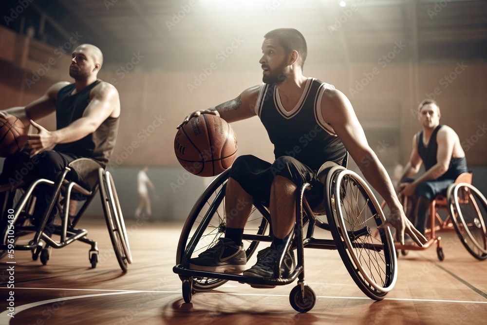 Disabled basketball team. Diversity and inclusion concept. Generative