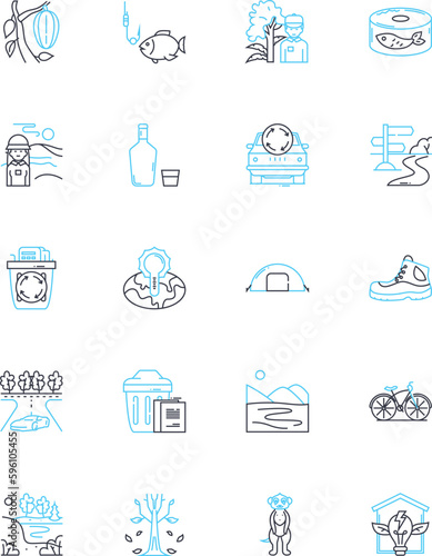 Global warming linear icons set. Climate, Emissions, Carbon, Temperature, Greenhouse, Pollution, Energy line vector and concept signs. Atmosphere,Weather,Oz outline illustrations