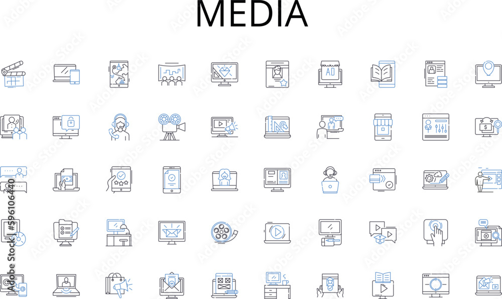 Media line icons collection. Customers, Clients, Visitors, Members, Guests, Consumers, Buyers vector and linear illustration. Users,Subscribers,Followers outline signs set